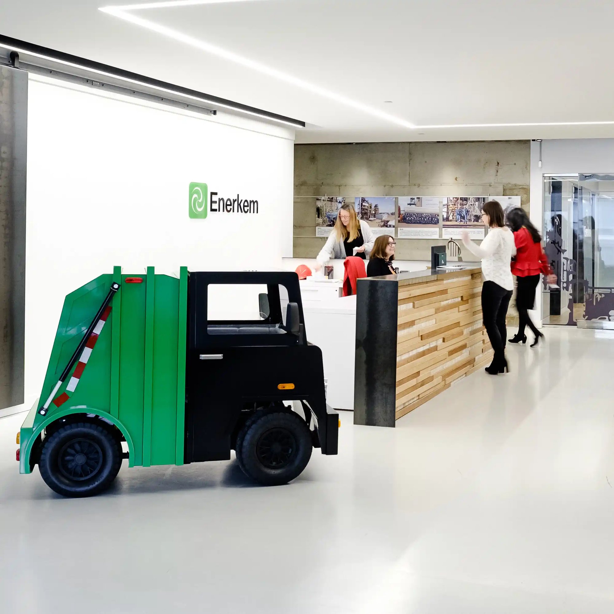 A model waste truck in the reception area of our premises