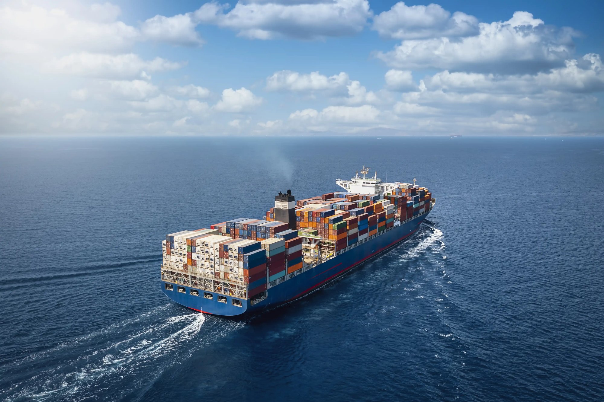 a large container ship in the ocean